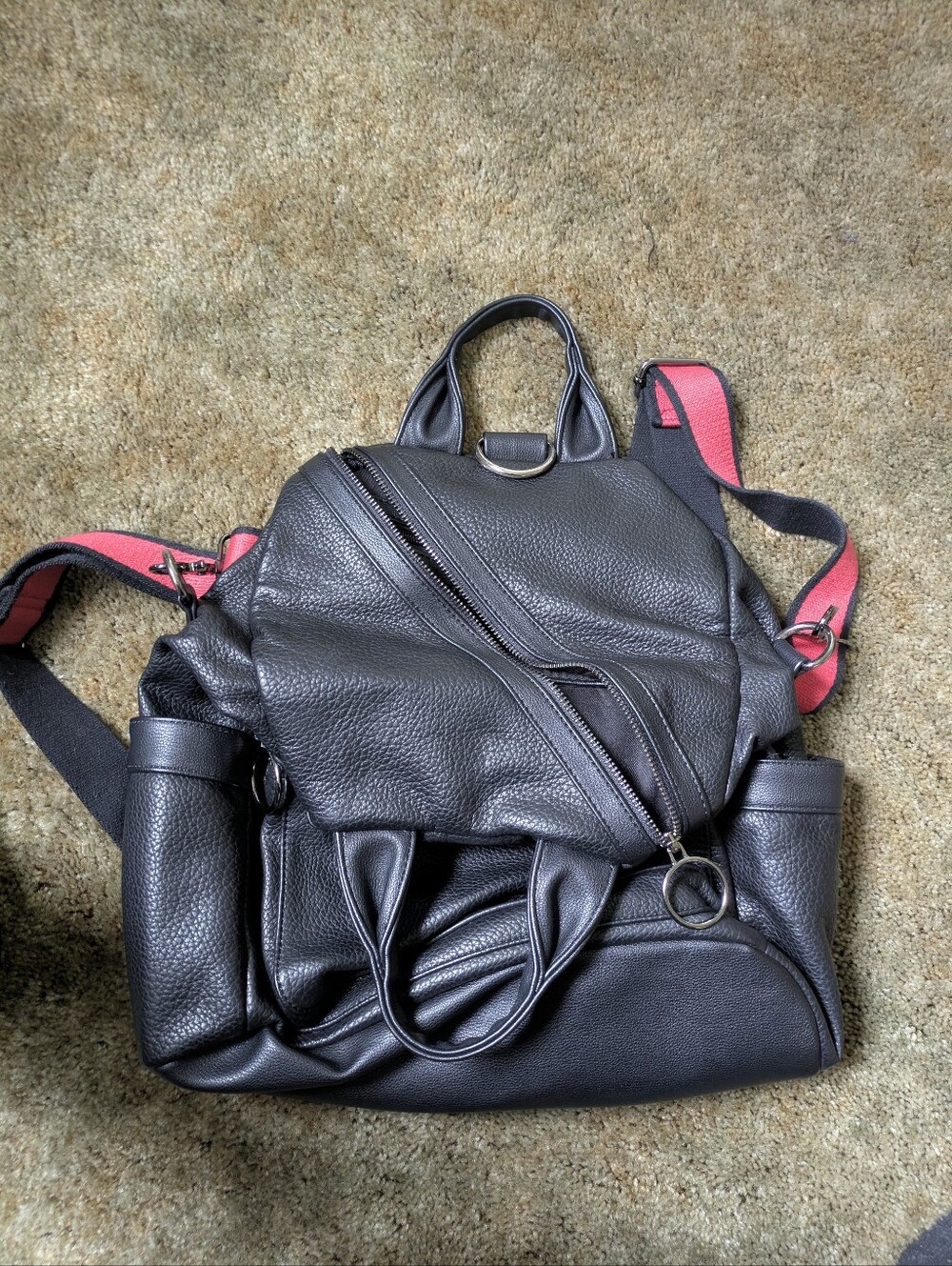 Like Dreams Black Leather  Convertible Backpack